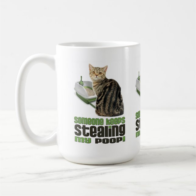 Someone Keeps Stealing My Poop Cat Art Kaffemugg (Vänster)