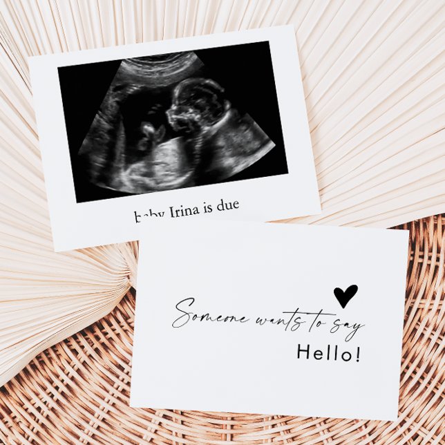 Someone wants to Say Hello Baby Announcement Card Tack Kort (Skapare uppladdad)