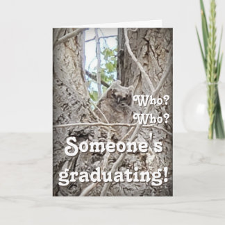 Someone's Graduating Who Who Owlet in Tree  Kort