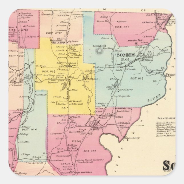 Somers, staden fyrkantigt klistermärke (Framsida)