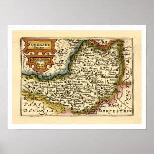 Somerset County England Old Antiquarian Atlas Kart Poster