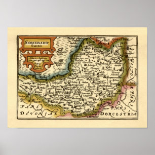 Somerset County England Old Antiquarian Atlas Kart Poster