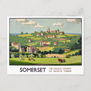 Somerset England vintage resor vykort