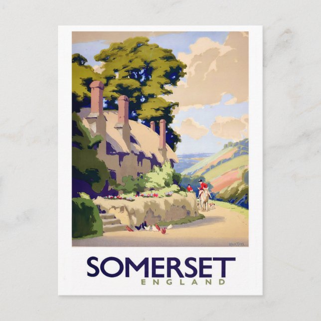 Somerset England vintage resor vykort (Framsida)
