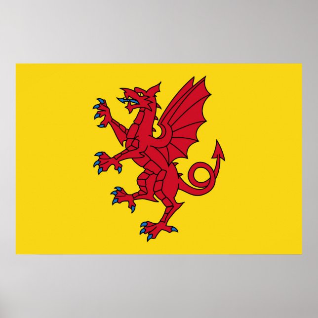 Somerset Flagga England dragon symbol Poster (Framsidan)