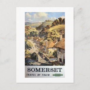 Somerset med tåg vintage reklamplakat Storbritanni Vykort