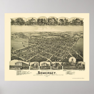 Somerset, PA Panoramic Karta - 1900 Poster