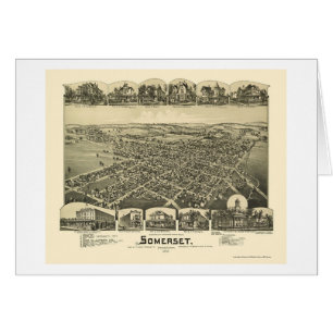 Somerset panorama- karta för PA - 1900 Hälsningskort