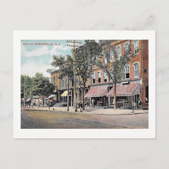 Somerville, New jersey, Main St, Vintage Vykort (Framsida)