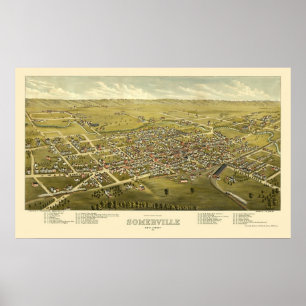 Somerville, NJ Panoramic Karta - 1882 Poster
