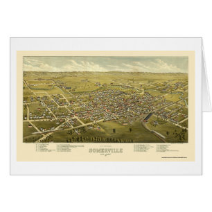 Somerville panorama- karta för NJ - 1882 Hälsningskort