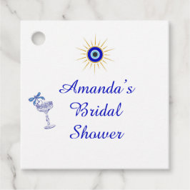 Something Blue and Greek Bridal Shower Gåvor Etiketter