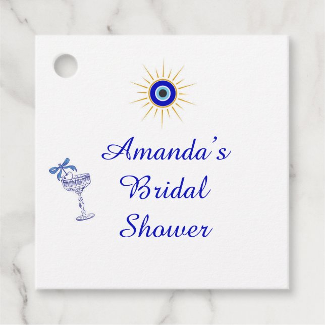 Something Blue and Greek Bridal Shower Gåvor Etiketter (Framsida)