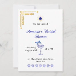  Something Blue and Greek Bridal Shower Inbjudningar