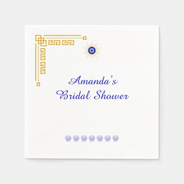 Something Blue and Greek Bridal Shower Pappersservett (Framsidan)