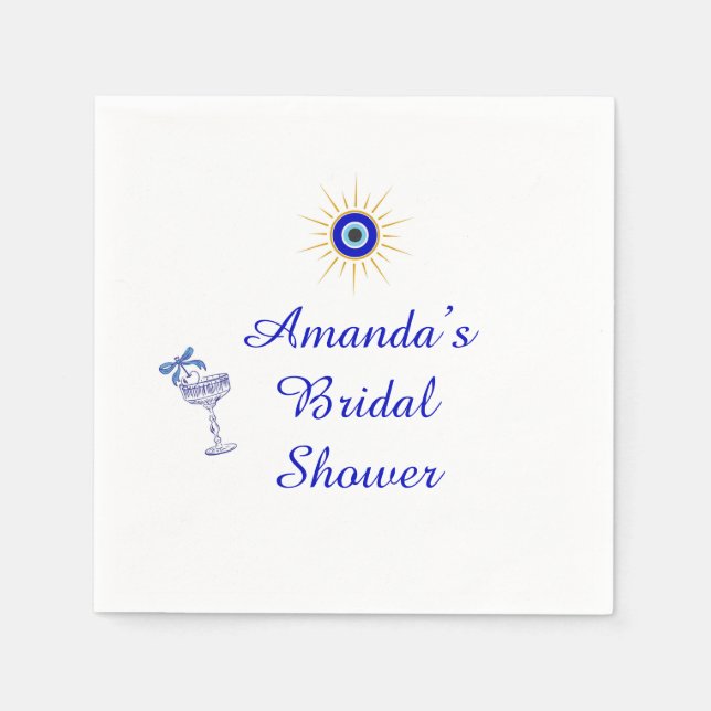  Something Blue and Greek Bridal Shower Pappersservett (Framsidan)
