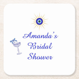  Something Blue and Greek Bridal Shower Underlägg Papper Kvadrat