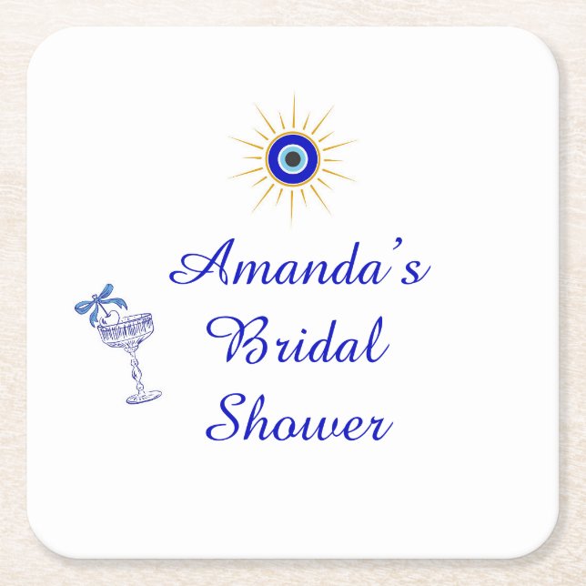  Something Blue and Greek Bridal Shower Underlägg Papper Kvadrat (Framsidan)