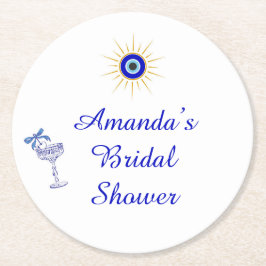 Something Blue and Greek Bridal Shower Underlägg Papper Rund