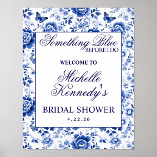 Something Blue Before I Do Blommig Bröllopsdusch Poster