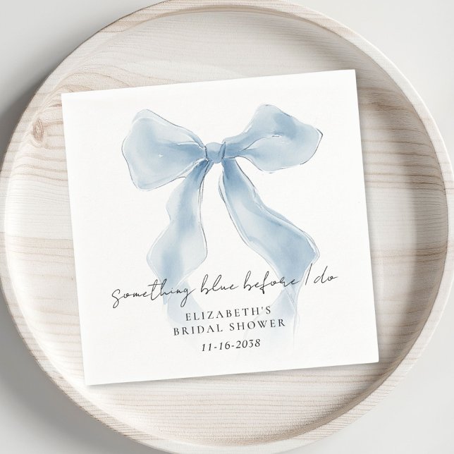 Something Blue Before I Do Bow Bridal Shower Pappersservett (Something Blue Before I Do Bow Bridal Shower Napkins)