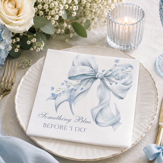 Something Blue Before I Do Bow Coquette Pappersservett (Something Blue Before I Do, Coquette bridal shower Napkin)