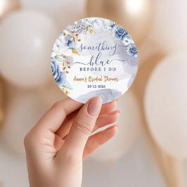 Something Blue Before I Do Bridal Shower Floral Runt Klistermärke