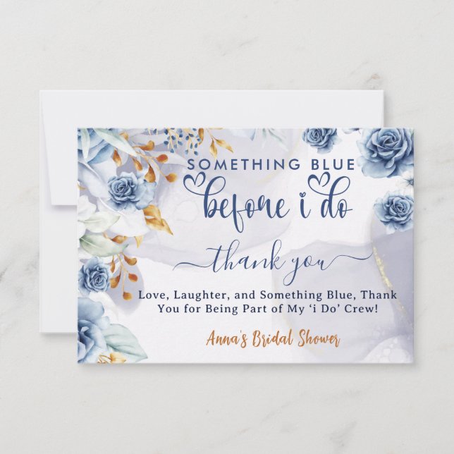 Something Blue Before I Do Bridal Shower Floral Tack Kort (Framsida)