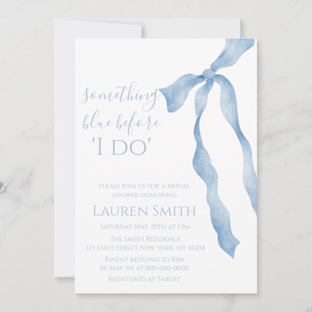 Something Blue Before I Do" Bridal Shower Invitati Inbjudningar (Framsida)