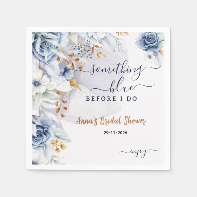 Something Blue Before I Do Bridal Shower Party Pappersservett (Framsidan)