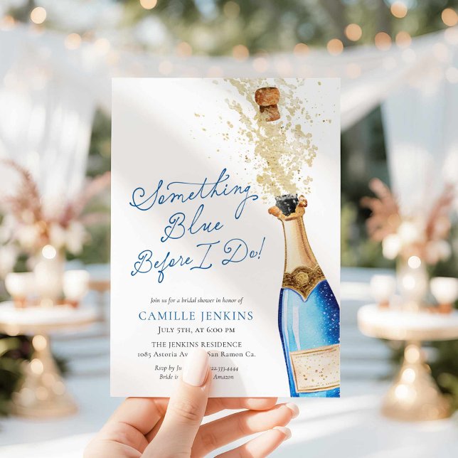 Something Blue Before I do Brunch Bröllopsdusch Inbjudningar (Something Blue Before I do! Champagne Bridal Brunch Invitation)