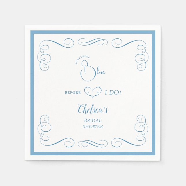 Something Blue Before I Do Elegant Bröllopsdusch Pappersservett (Framsidan)