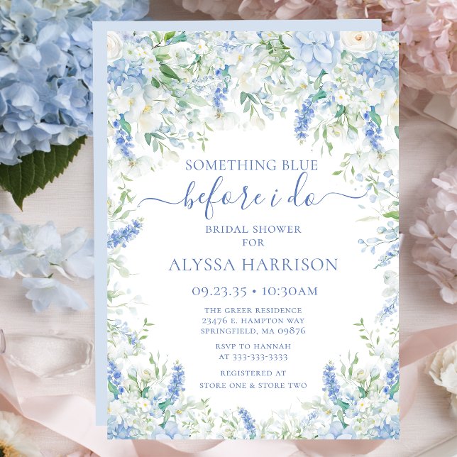 Something Blue Before I Do Floral Bridal Shower Inbjudningar (Skapare uppladdad)