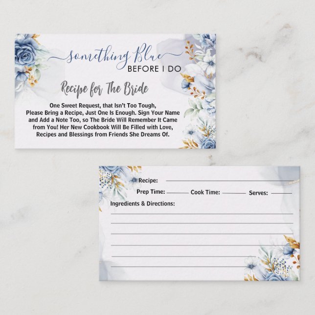 Something Blue Before I do floral Recipe Tilläggskort (Fram/baksida)