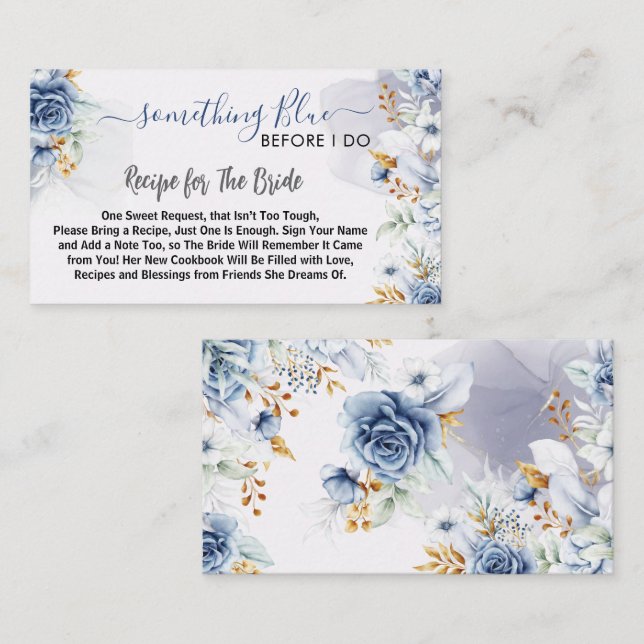 Something Blue Before I do floral Recipe Tilläggskort (Fram/baksida)