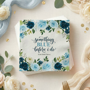 Something Blue Before I Do Navy Floral Bröllopsfes Pappersservett