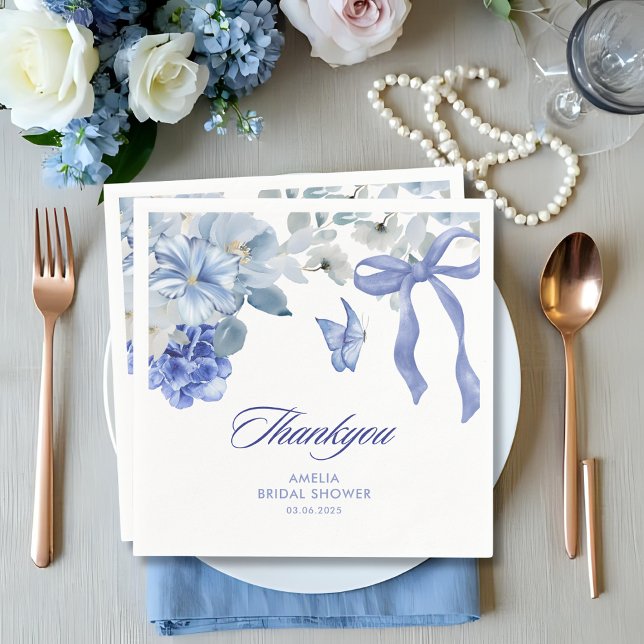 Something blue blue and white floral bridal shower pappersservett (Skapare uppladdad)
