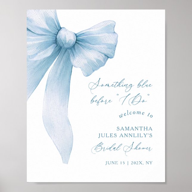 Something Blue Blue Bow Bridal Shower Welcome Sign Poster (Framsidan)