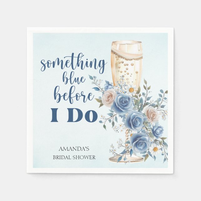 Something Blue Blush Roses Floral Bridal Shower Pappersservett (Framsidan)
