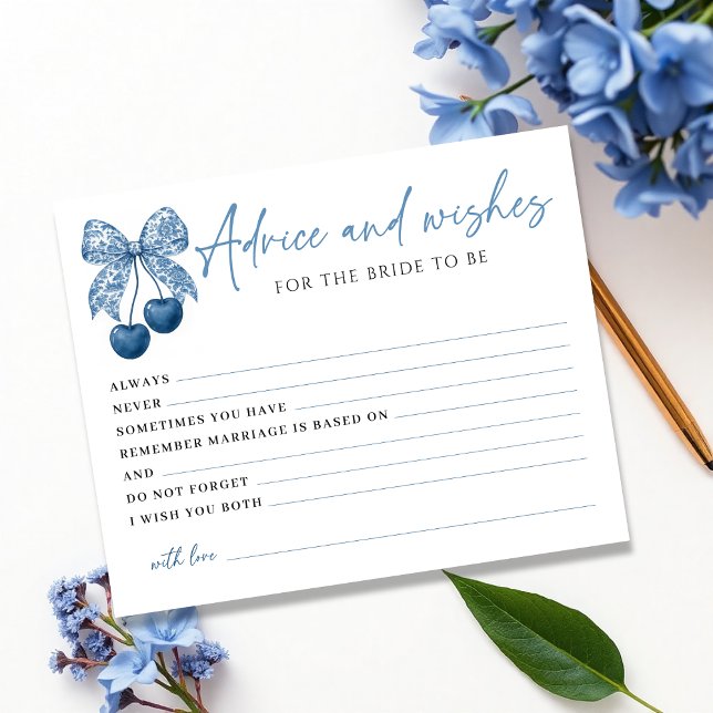Something Blue Bow Bridal Shower Advice Card (Skapare uppladdad)