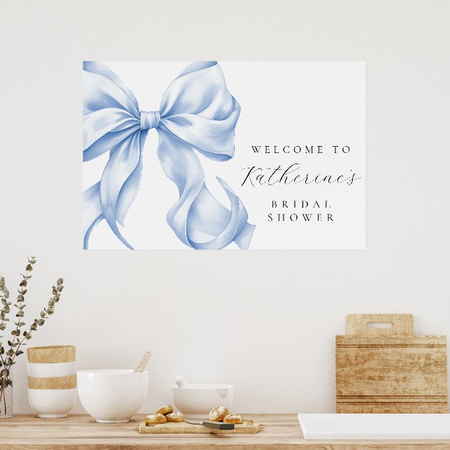 Something Blue Bow Bridal Shower Welcome Poster (Kök)