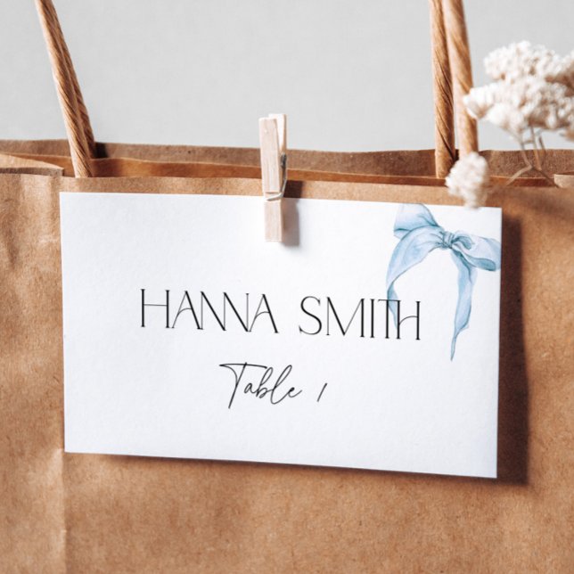 Something Blue Bow Bröllopsdusch Knutar Knuten Placeringskort (Skapare uppladdad)