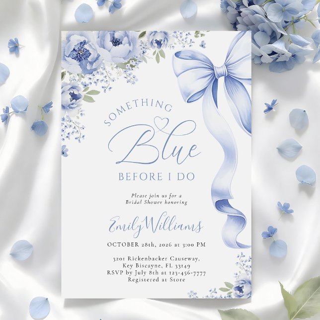 Something Blue Bow Floral Bridal Shower Invitation Inbjudningar (Skapare uppladdad)