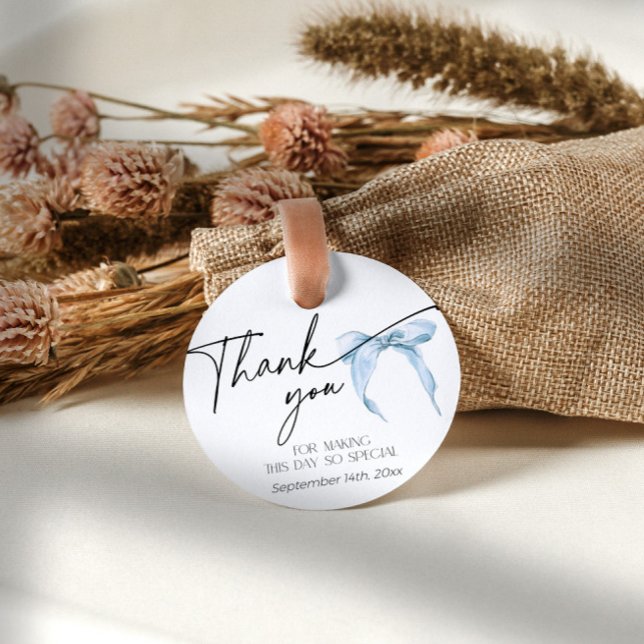 Something Blue Bridal Shower Dusty Bow Tack Gåvor Etiketter (Skapare uppladdad)