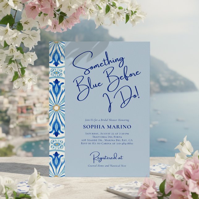 Something Blue Bridal Shower | Mediterranean Tile  Inbjudningar (Skapare uppladdad)