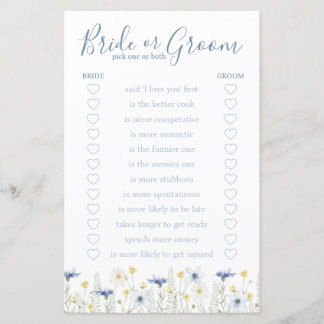 Something Blue Bride or Groom Game