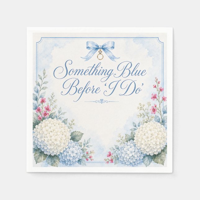 Something Blue Bröllopsdusch | Blå Hortensia Pappersservett (Framsidan)