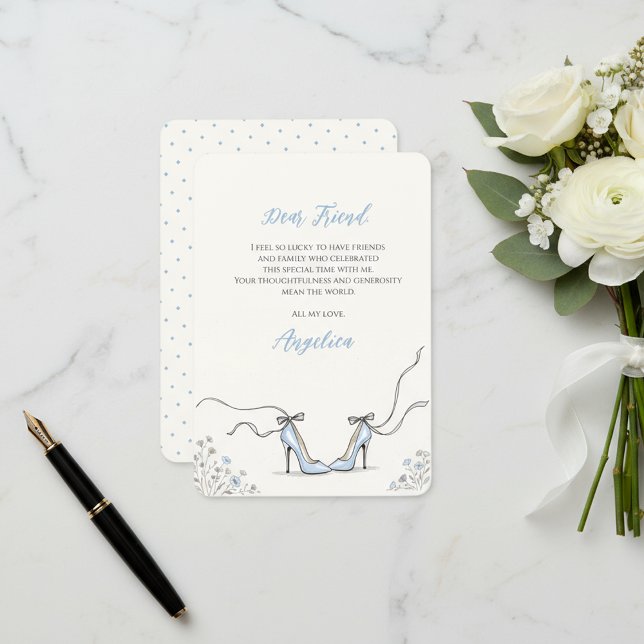 Something Blue Bröllopsdusch Tack Kort (Something Blue Heels Bridal Shower Thank You Card
)