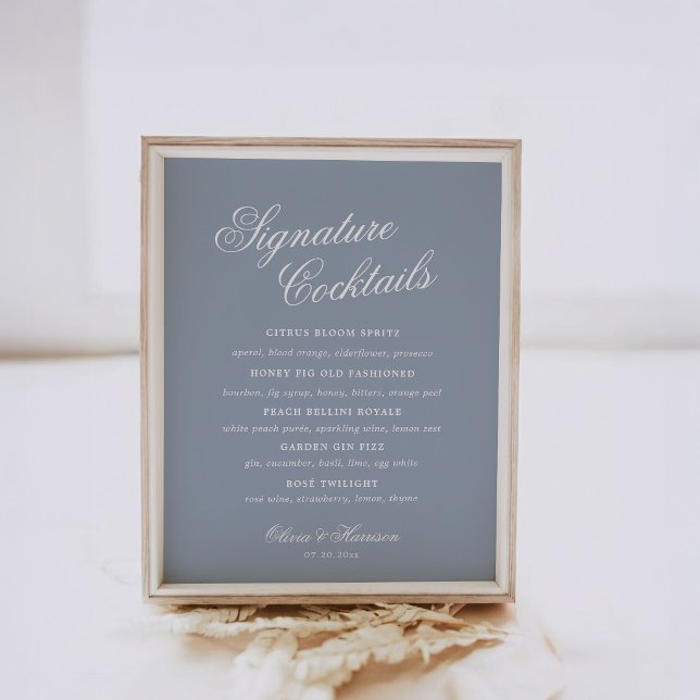 Something Blue Dusty Blue Elegant Drink Sign Poster (Skapare uppladdad)