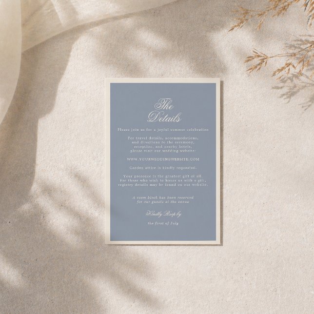 Something Blue Dusty Blue Wedding Details Card Tilläggskort (Skapare uppladdad)